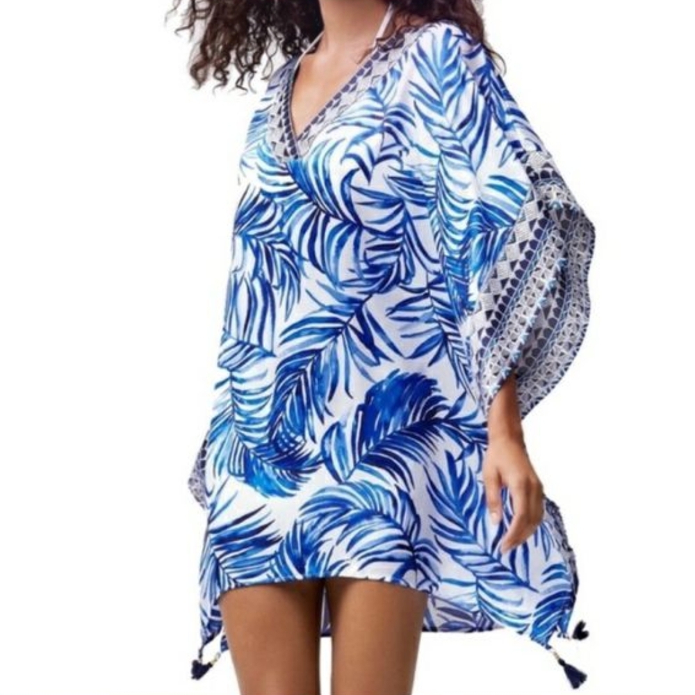 Tommy Bahama Blue Palm Print Cover Up Tunic